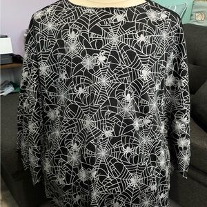 Black and White Spider Web Poncho Style Top